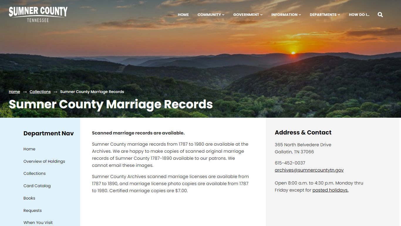 Sumner County Marriage Records
